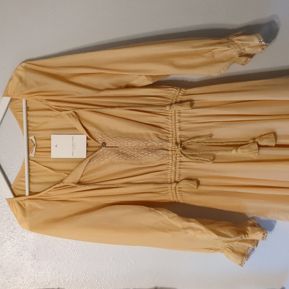Spell And The Gypsy Sample Handkerchief Asymmetric Ruffle Hem Midi Dress NWT S - Picture 8 of 16